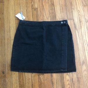 NWT ASOS Black Denim Wrap Skirt, 16